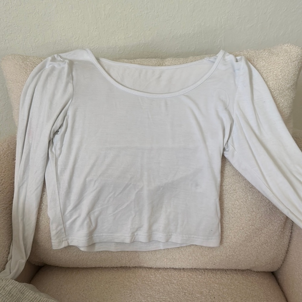 Amazon white cropped long sleeve